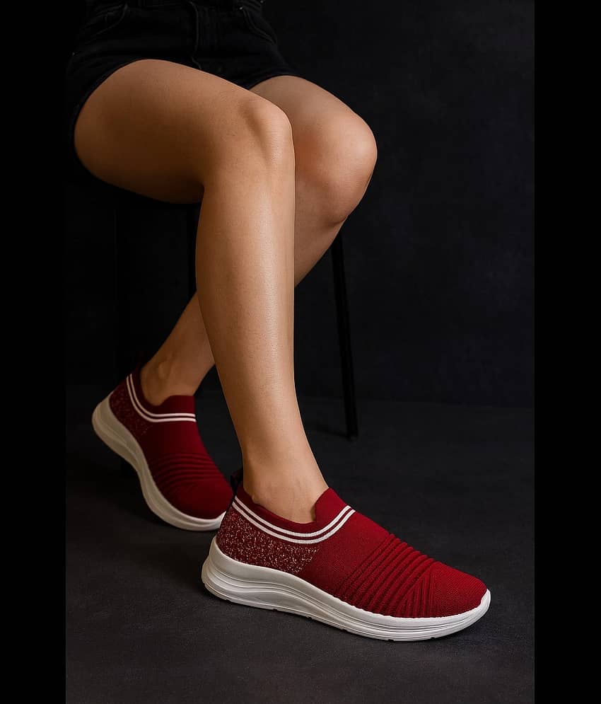 Fabbmate Maroon Women's Sneakers - Casual Shoes | Buy online on ZillyBuy