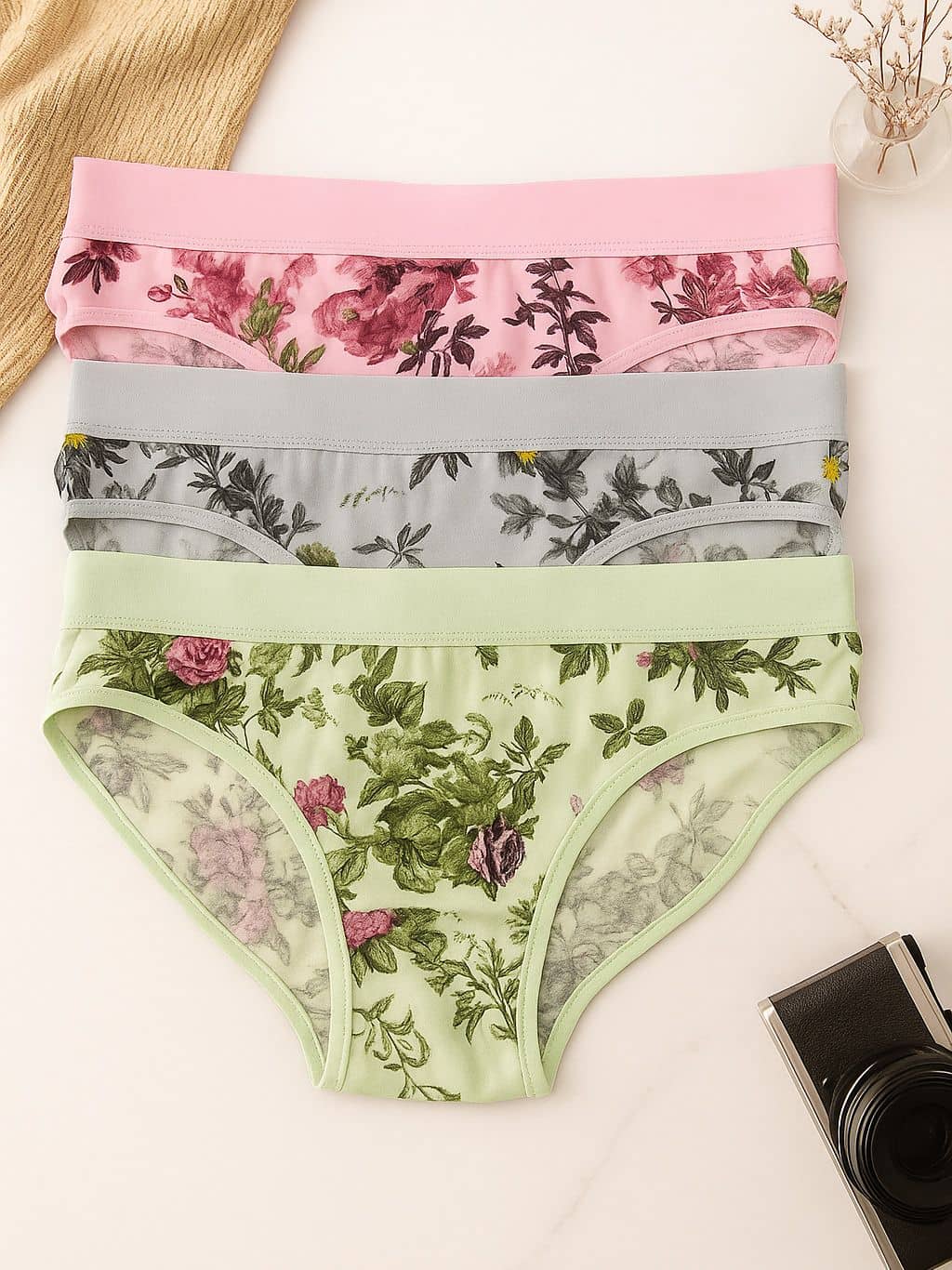The Tusht Pack of 3 Cotton Hipster For Women ( Multi Color )