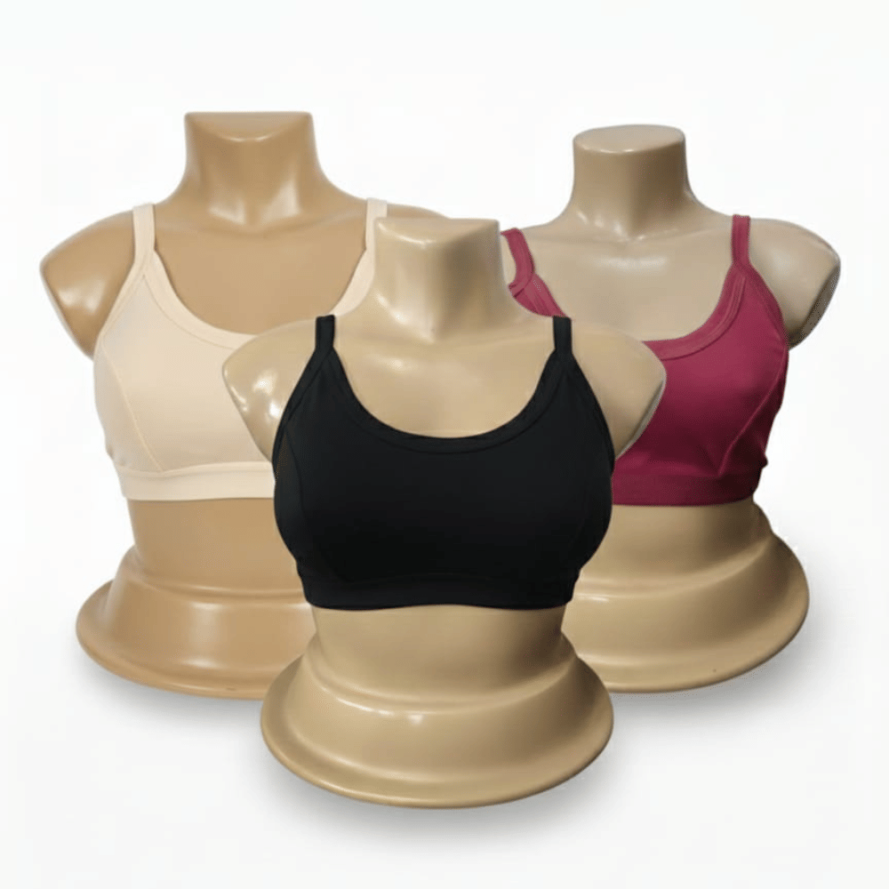 love girl Pack of 3 Cotton Blend Non Padded Sports Bra For Women ( Black,Camel,Maroon )