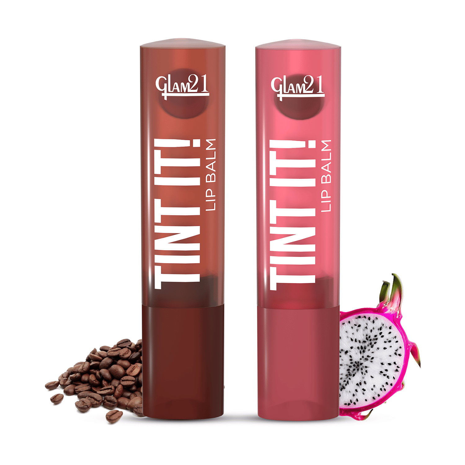 Glam21 Tint It Lipbalm Everyday Hydration With Spf15 & Vit-E | Shea Butter Avocado Oil Coffee Beans & Dragon Fruit Pack Of: 2, 7 G