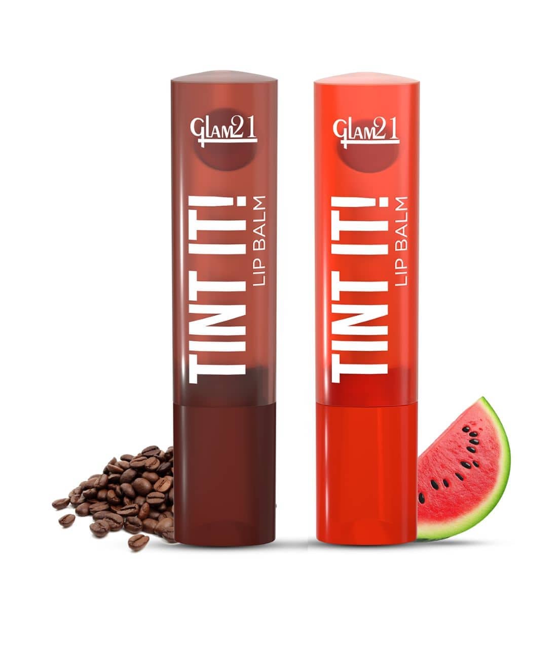Glam21 Tint It Lipbalm Everyday Hydration With Spf15 & Vit-E | Shea Butter Avocado Oil Coffee Beans & Watermelon Pack Of: 2, 7 G