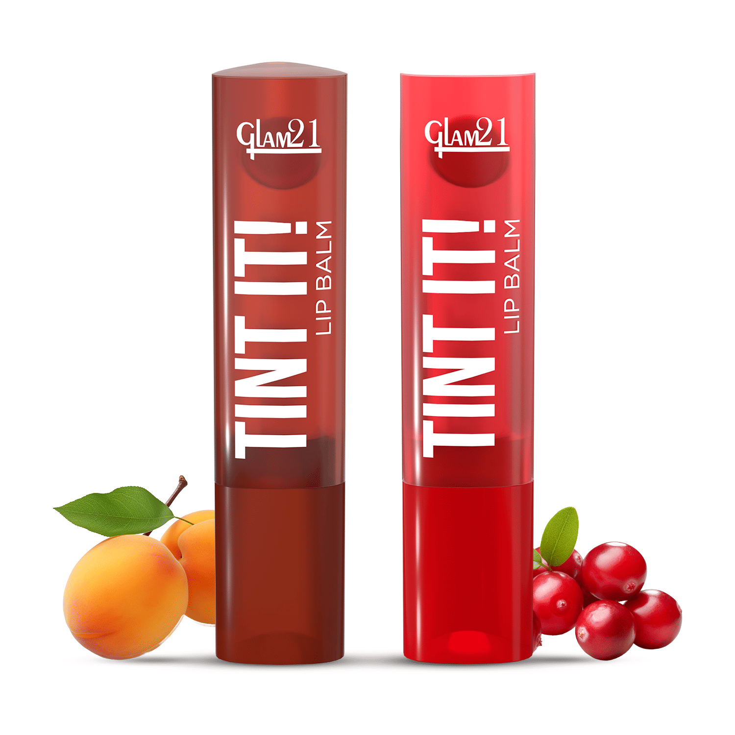 Glam21 Tint It Lipbalm Everyday Hydration With Spf15 & Vit-E | Shea Butter Avocado Oil Apricot & Cranberry Pack Of: 2, 7 G
