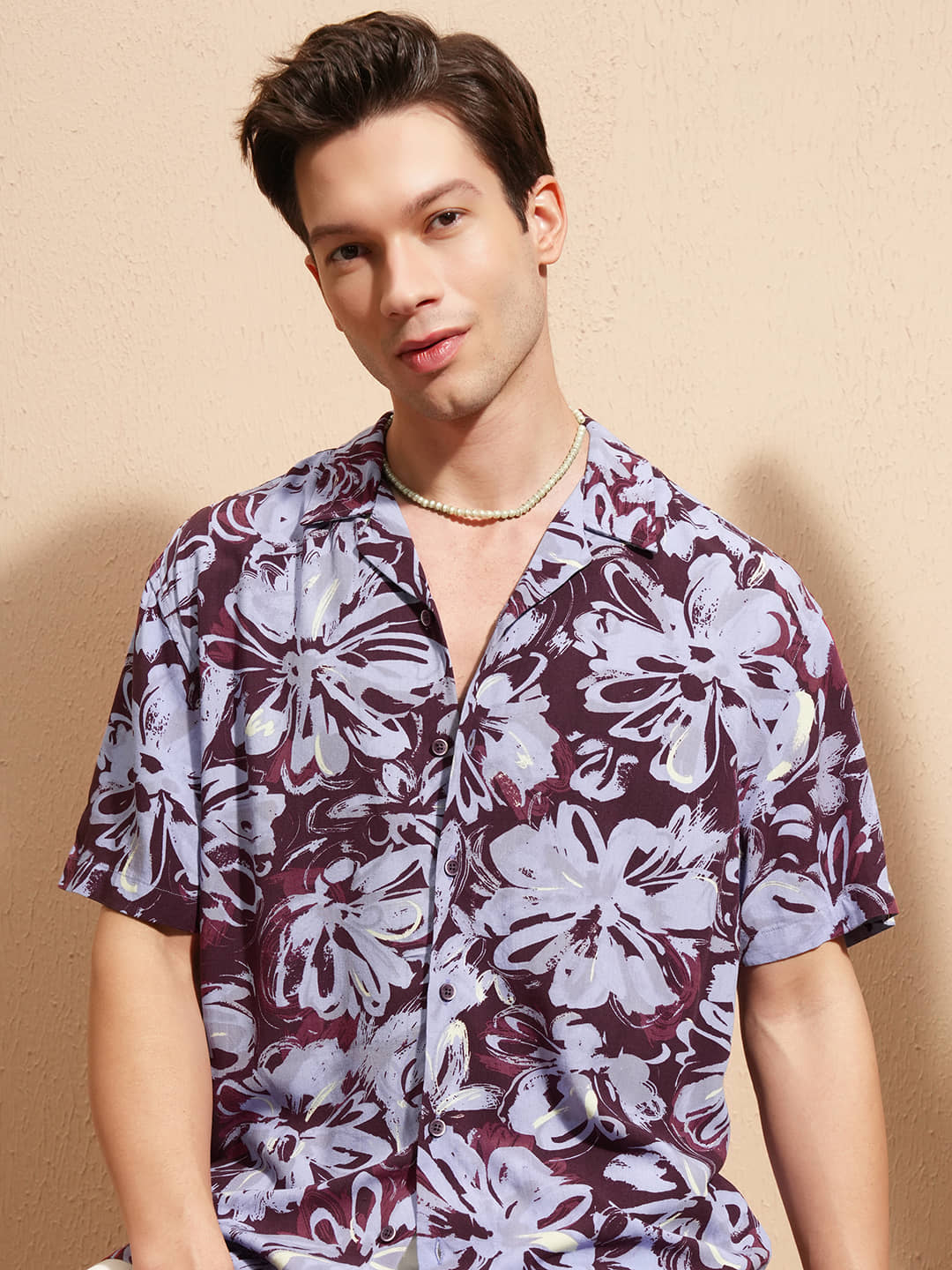 Highlander Viscose Relaxed Fit Printed Half Sleeves Men's Casual Shirt - Brown ( Pack of 1 )