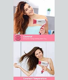 NV-1290 Foldable Hair Dryer for Men & Women with Stylish Nozzle, 2 Speed Control Nova Hair Dryer 1290 Multicolor 1000W Hair Dryer