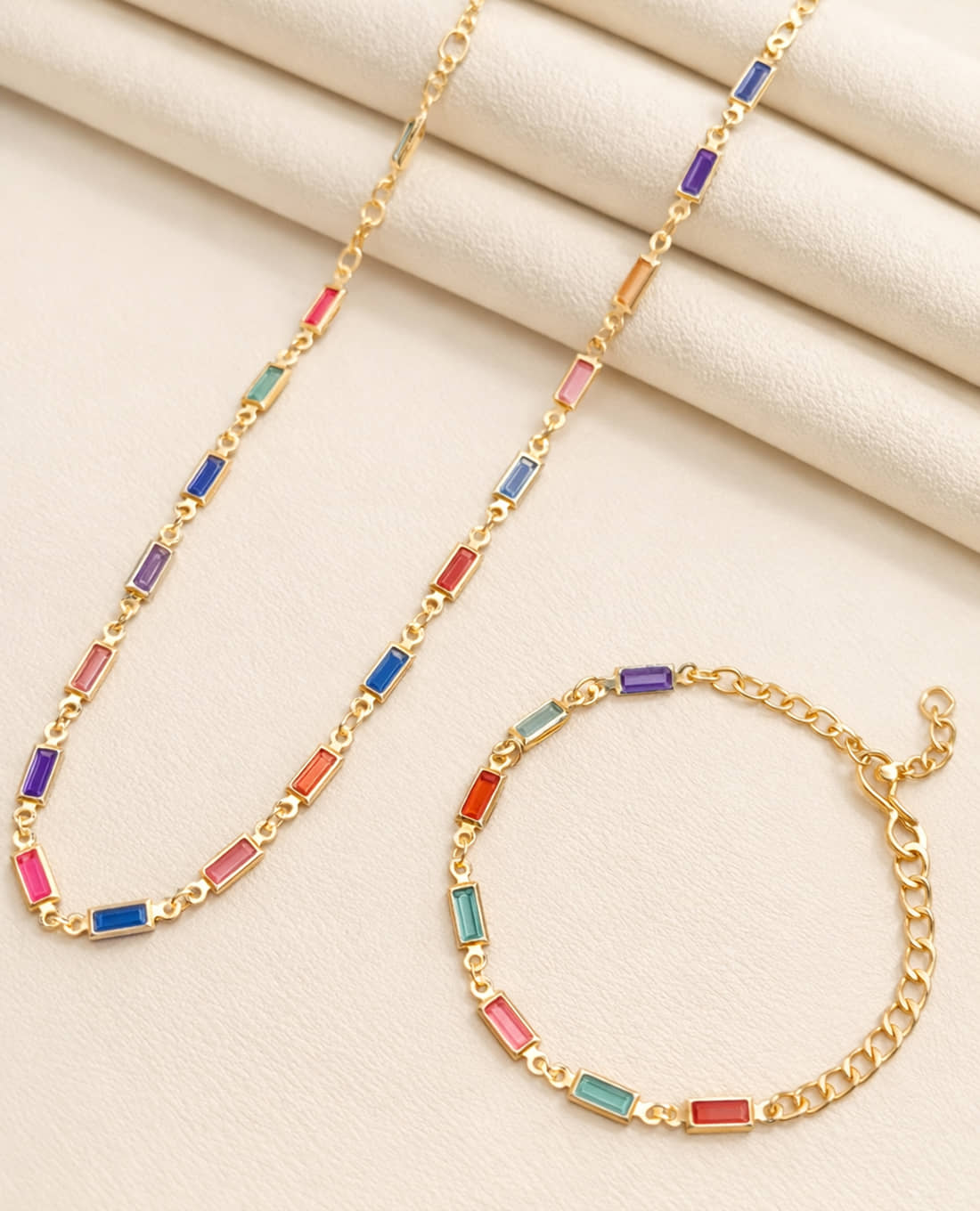 SHANKH-KRIVA Multicolor Metal Necklace Set ( Pack of 2 )