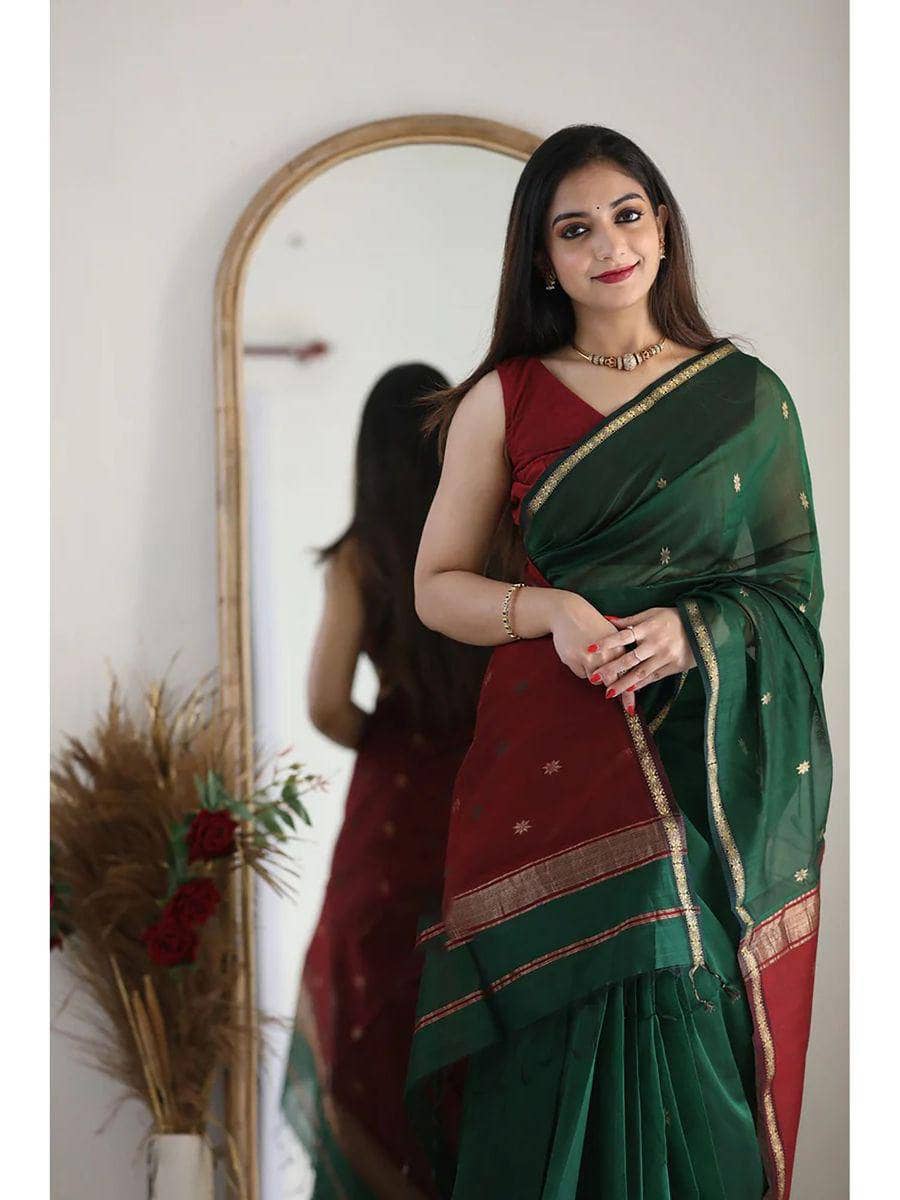 fab woven Art Silk Woven Design Banarasi saree With Unstitched Blouse Piece ( Maroon ) - Sarees | Buy online on ZillyBuy