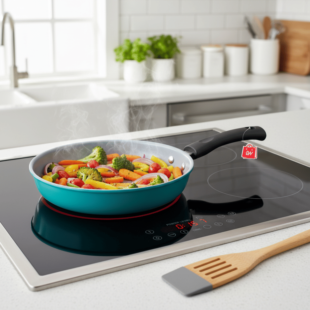 LAZYWINDOW Non-Stick Iron Fry Pan Induction Bottom without Lid 22 cm Diameter 1 Ltr - Cookware | Buy online on ZillyBuy
