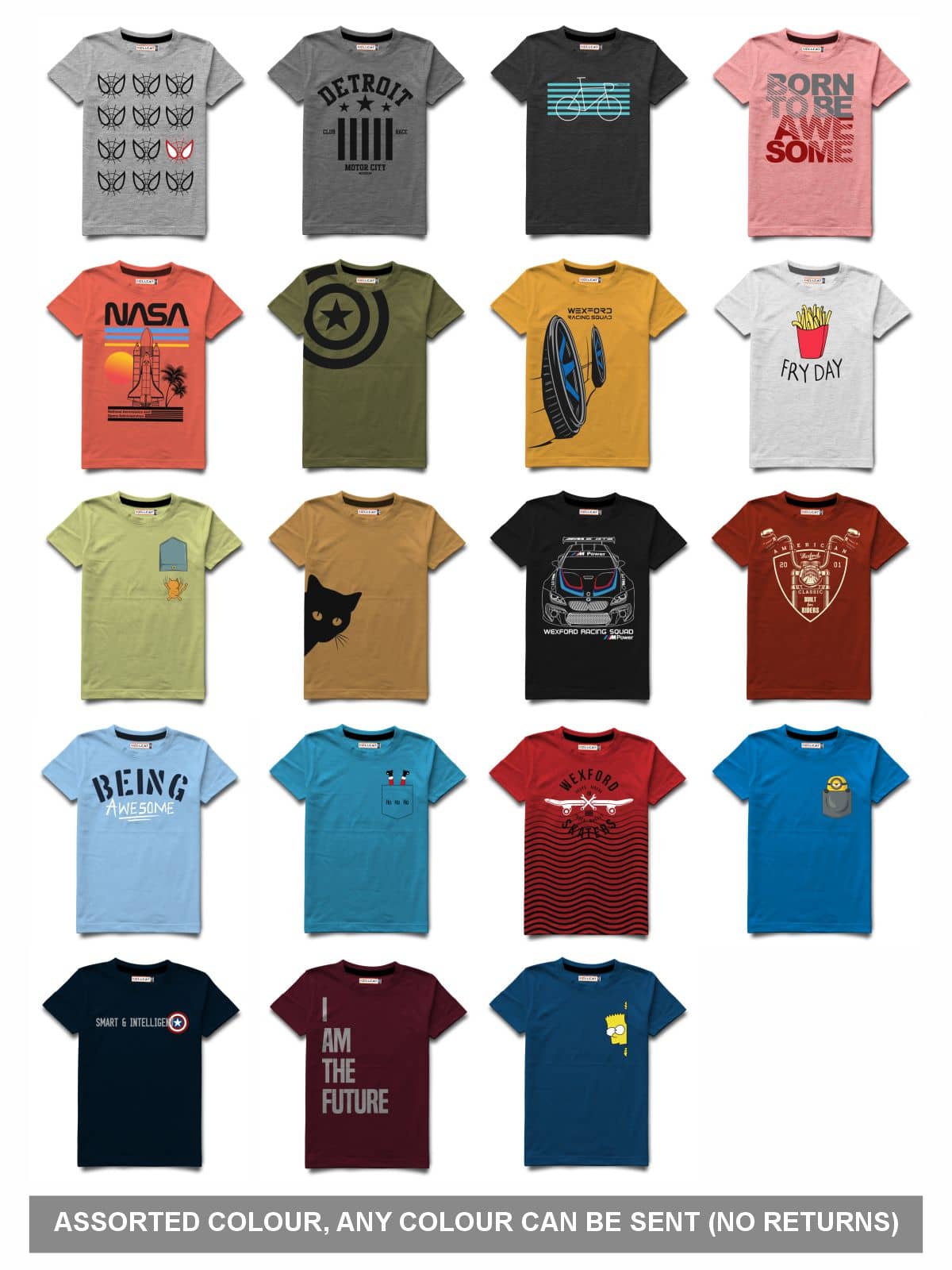 HELLCAT Pack of 1 Boys Cotton Blend T-Shirt ( Multi Color )
