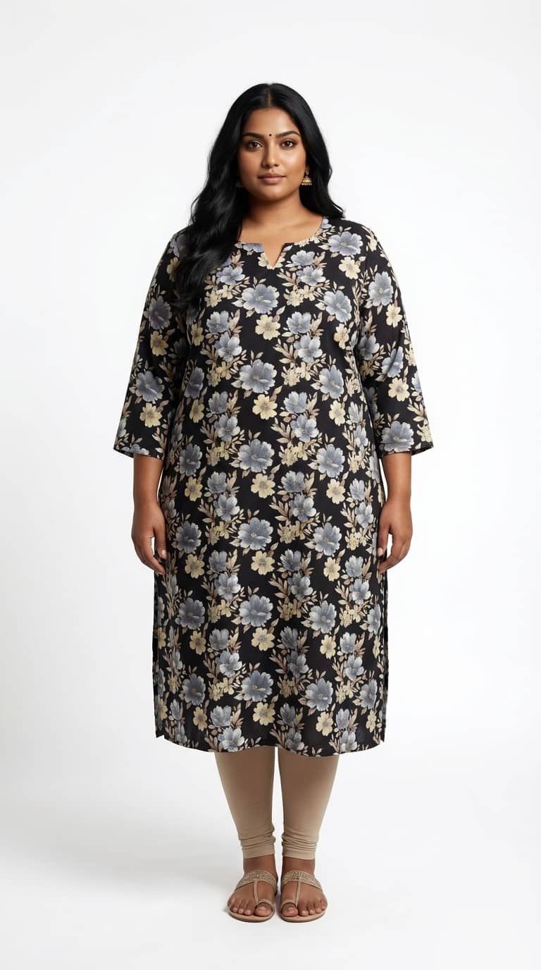 Swasti Women Crepe Printed Straight Kurti ( Black ) - Kurtis, Tunics | Buy online on ZillyBuy