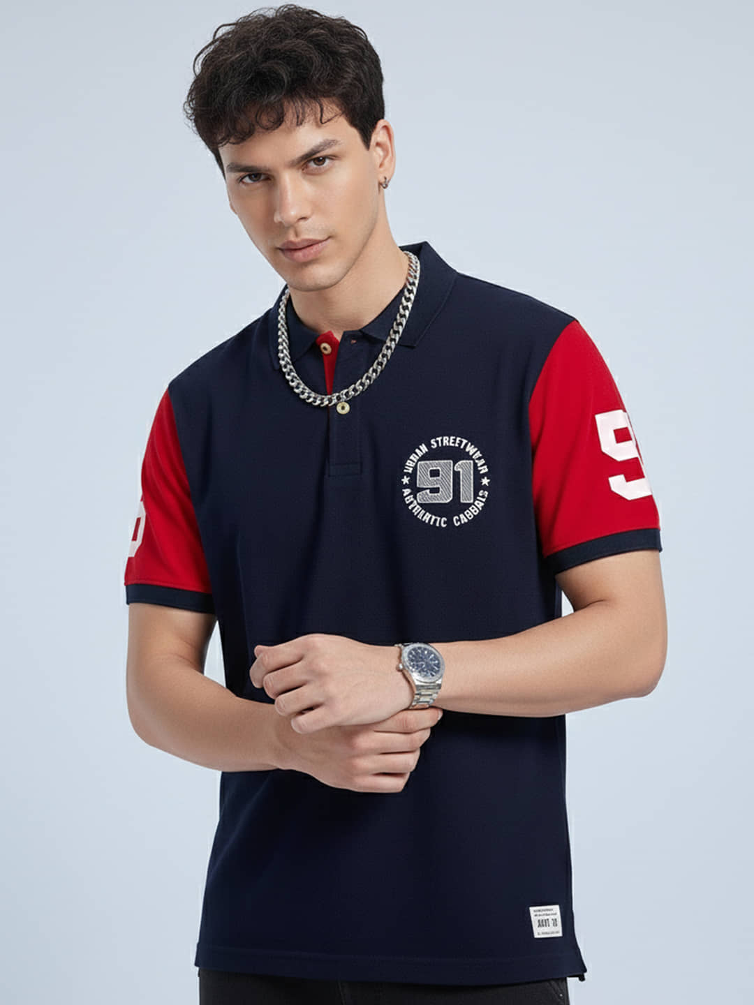 GET GOLF Men Cotton Regular Fit Printed Polo T Shirt ( Red )