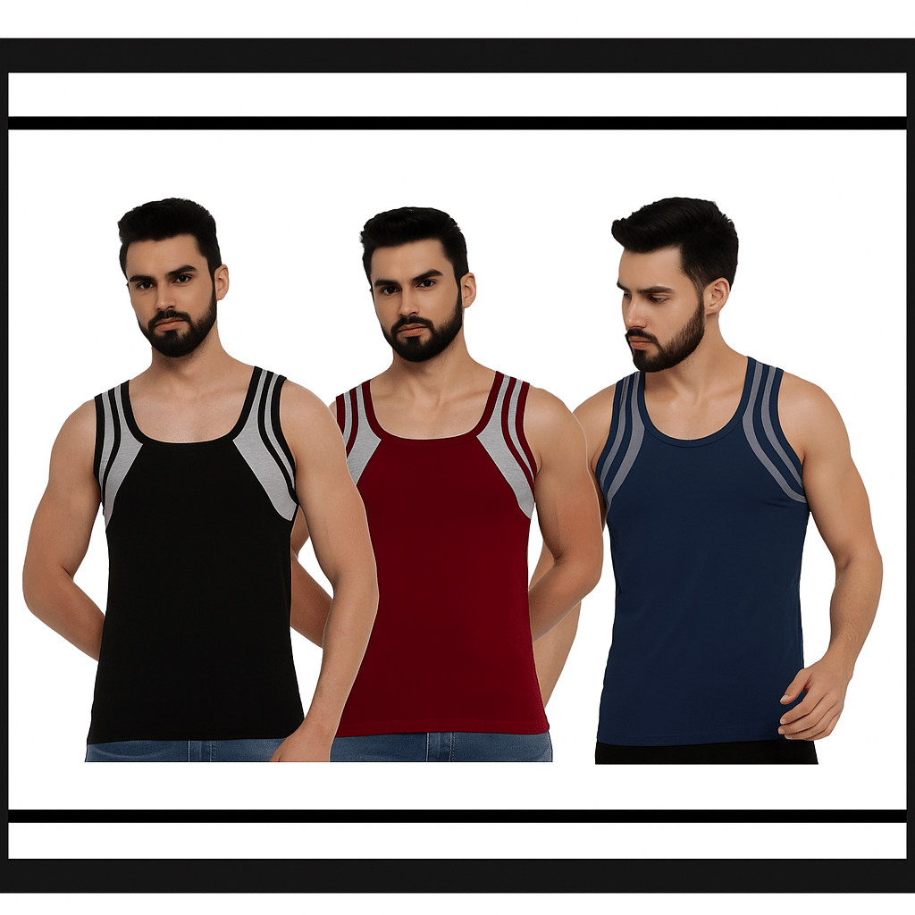Drako Pack of 3 Cotton Basic Vest For Men ( Multicolor ) - Nightwear & Loungewear | Buy online on ZillyBuy
