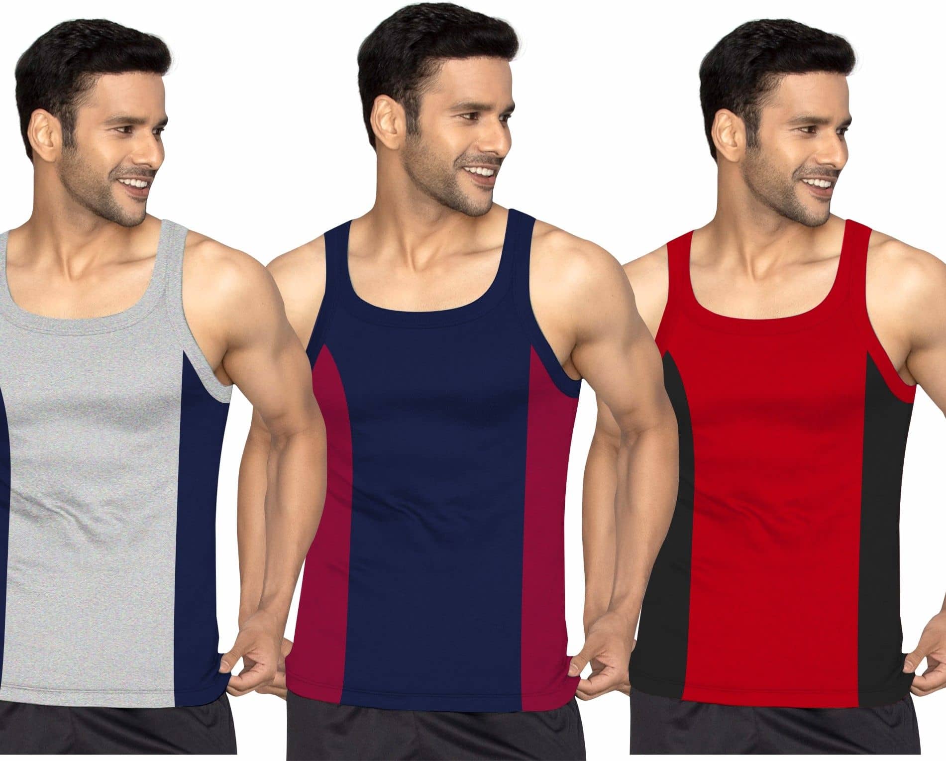 Drako Pack of 3 Cotton Basic Vest For Men ( Multicolor ) - Nightwear & Loungewear | Buy online on ZillyBuy