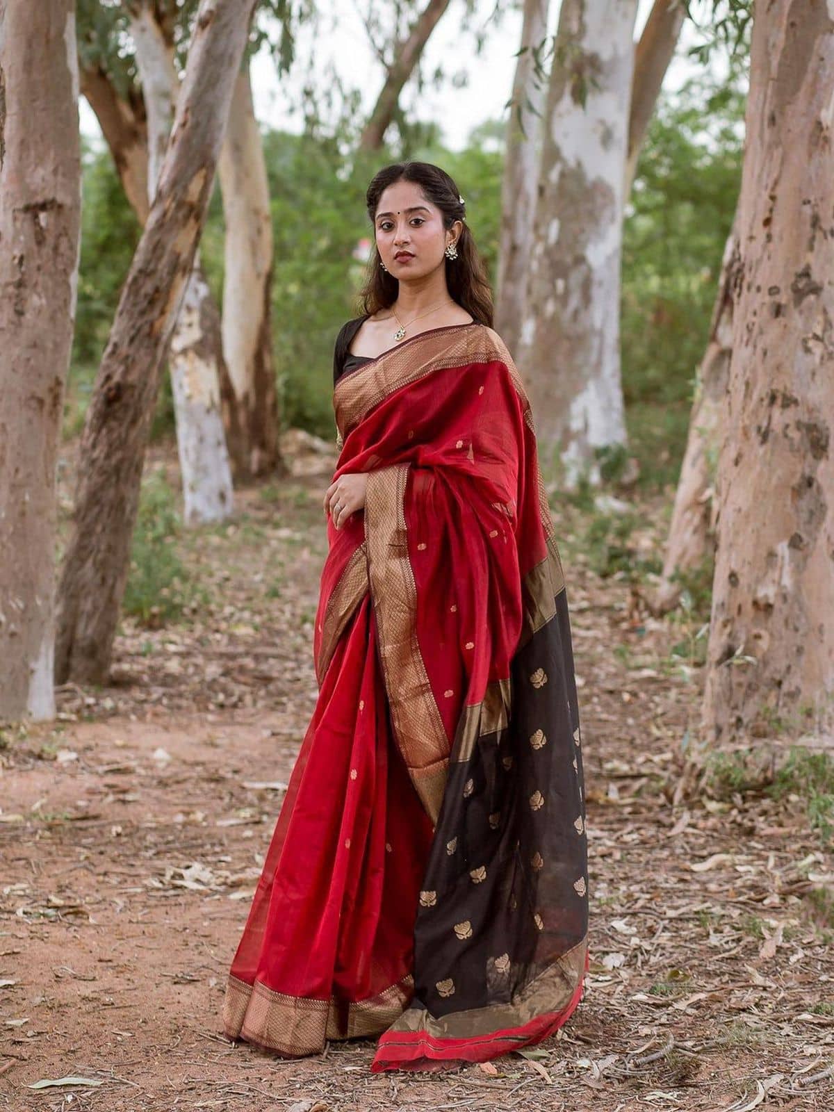 fab woven Art Silk Woven Design Banarasi saree With Unstitched Blouse Piece ( Maroon ) - Sarees | Buy online on ZillyBuy