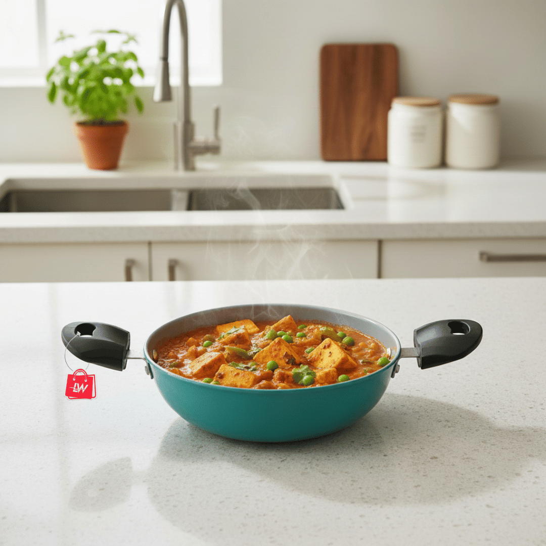 LAZYWINDOW Non-stick Kadhai Induction Bottom Bakelite Handle 3 mm Thickness 21 cm Diameter ( 1 L ) - Cookware | Buy online on ZillyBuy