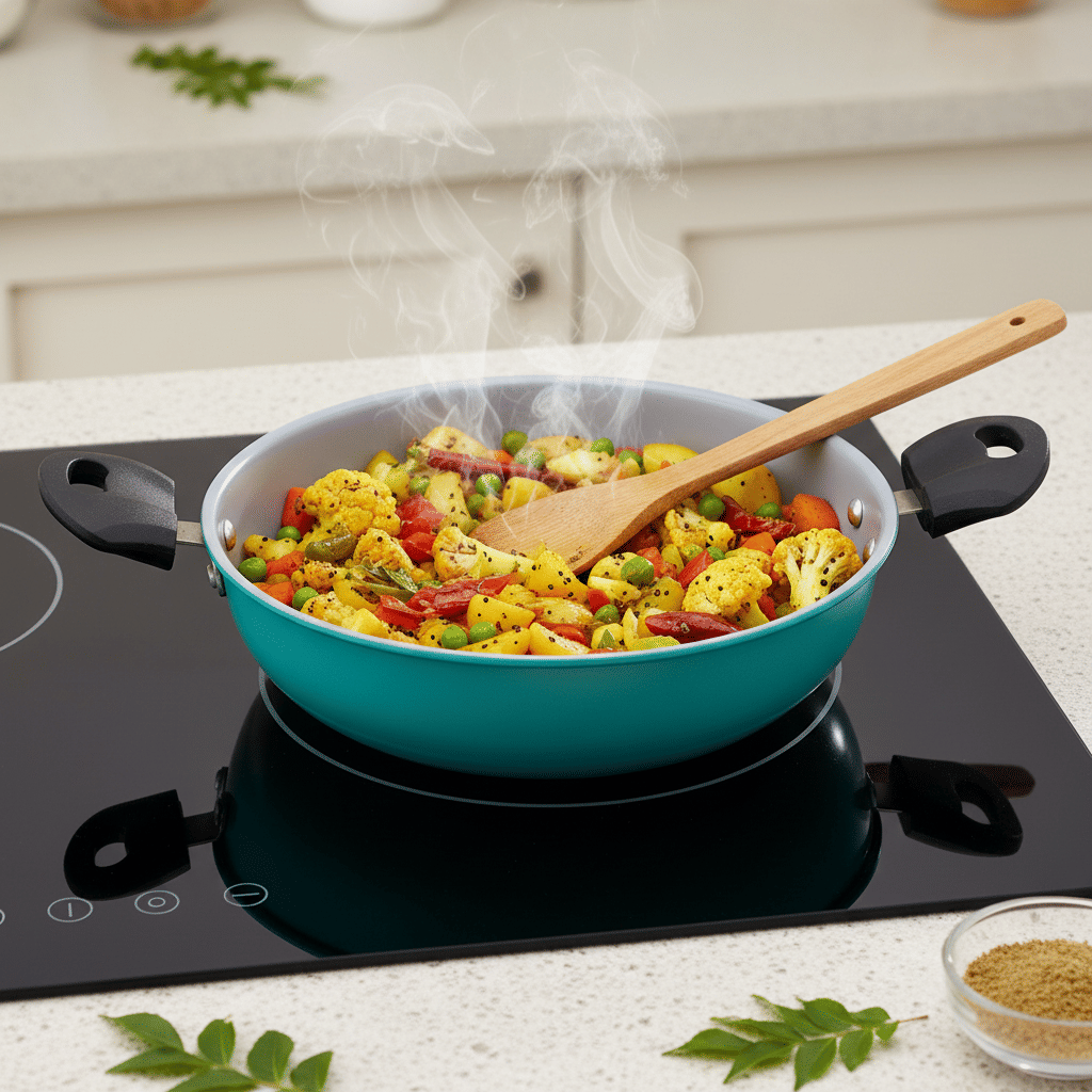 LAZYWINDOW Non-stick Kadhai Induction Bottom Bakelite Handle 3 mm Thickness 26 cm Diameter ( 3 L ) - Cookware | Buy online on ZillyBuy