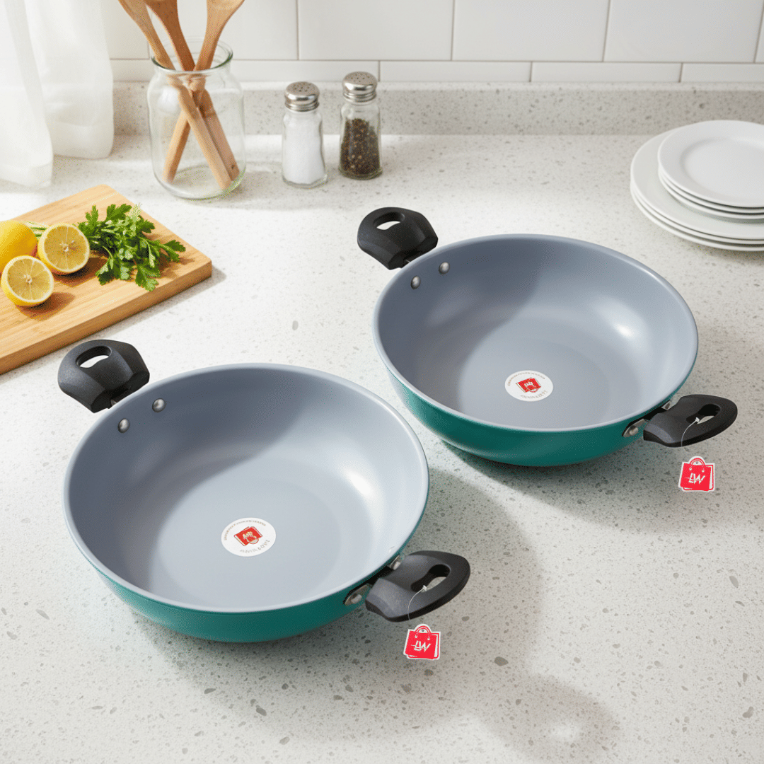LAZYWINDOW Non-stick Kadhai Induction Bottom Bakelite Handle 3 mm Thickness 26 cm Diameter ( 3 L ) - Cookware | Buy online on ZillyBuy