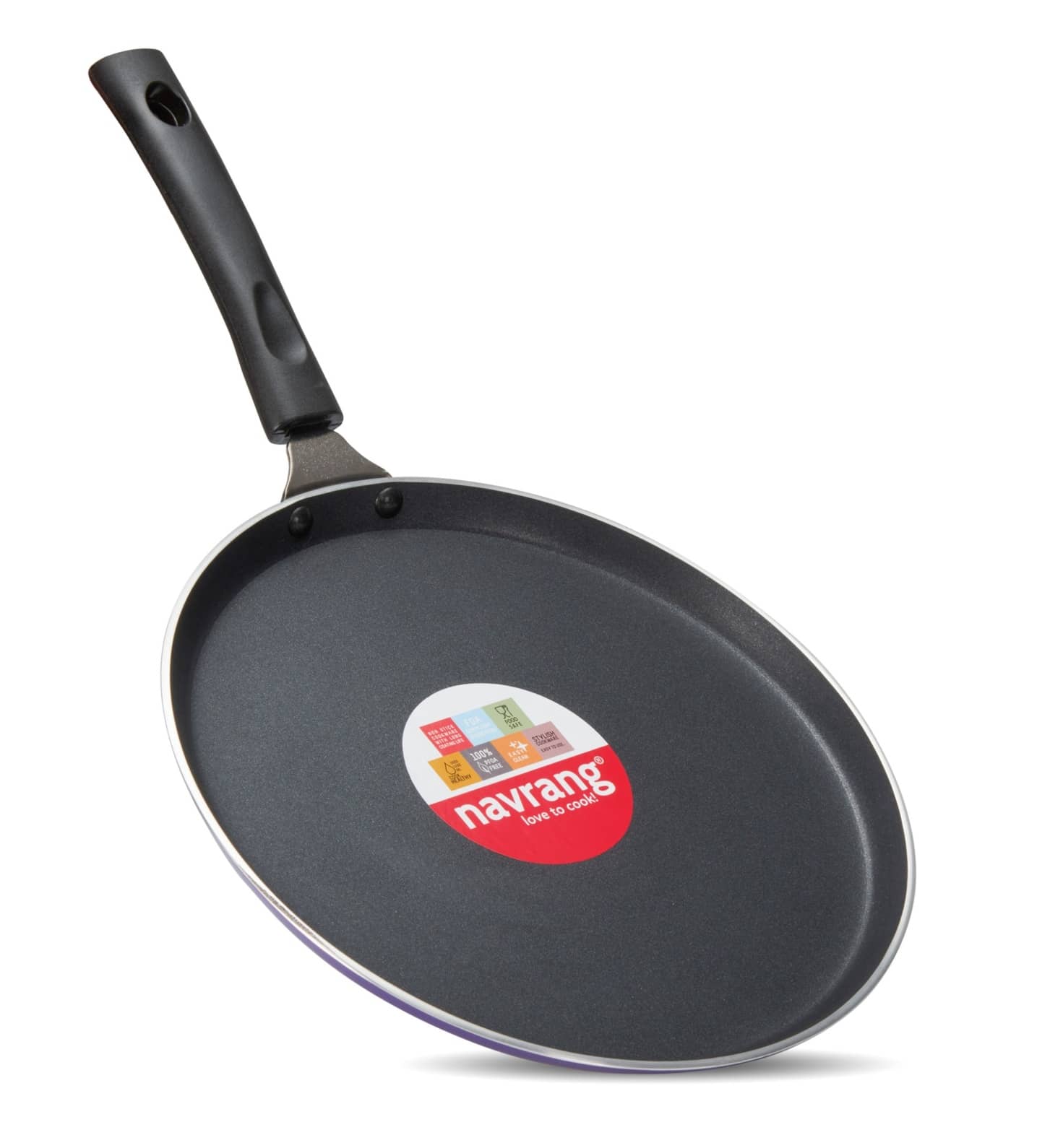 Navrang Non Stick Aluminium Dosa Tawa/Flat Tawa Heavy Bottom Bakelite Handle 3 mm Thickness 26 cm Diameter - Cookware | Buy online on ZillyBuy