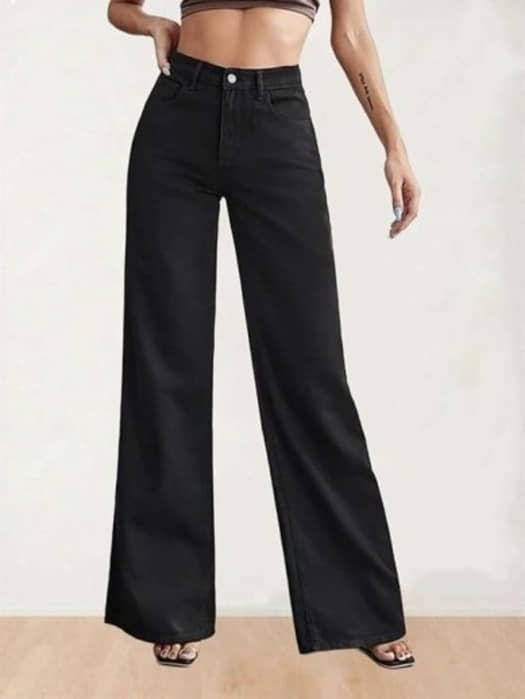 FSN Women's Straight Fit Mid-Rise Jeans ( Black ) - Jeans | Buy online on ZillyBuy