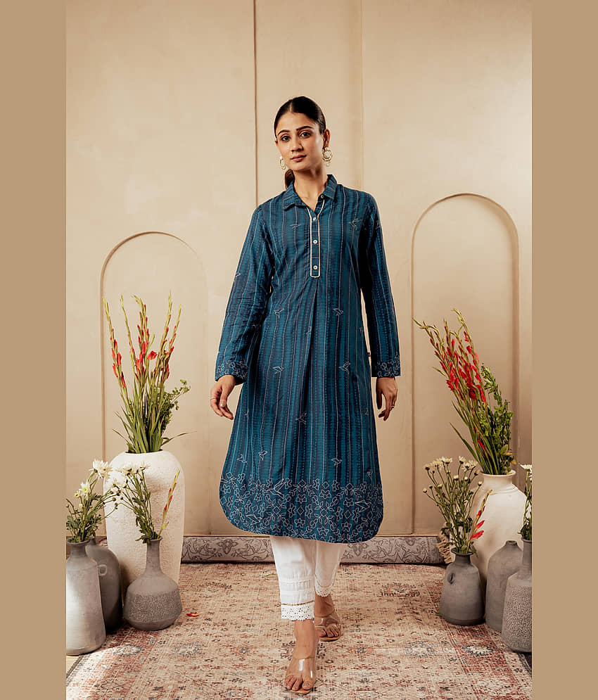 Juniper Women Viscose Printed Straight Kurti ( Blue ) - Kurtis, Tunics | Buy online on ZillyBuy