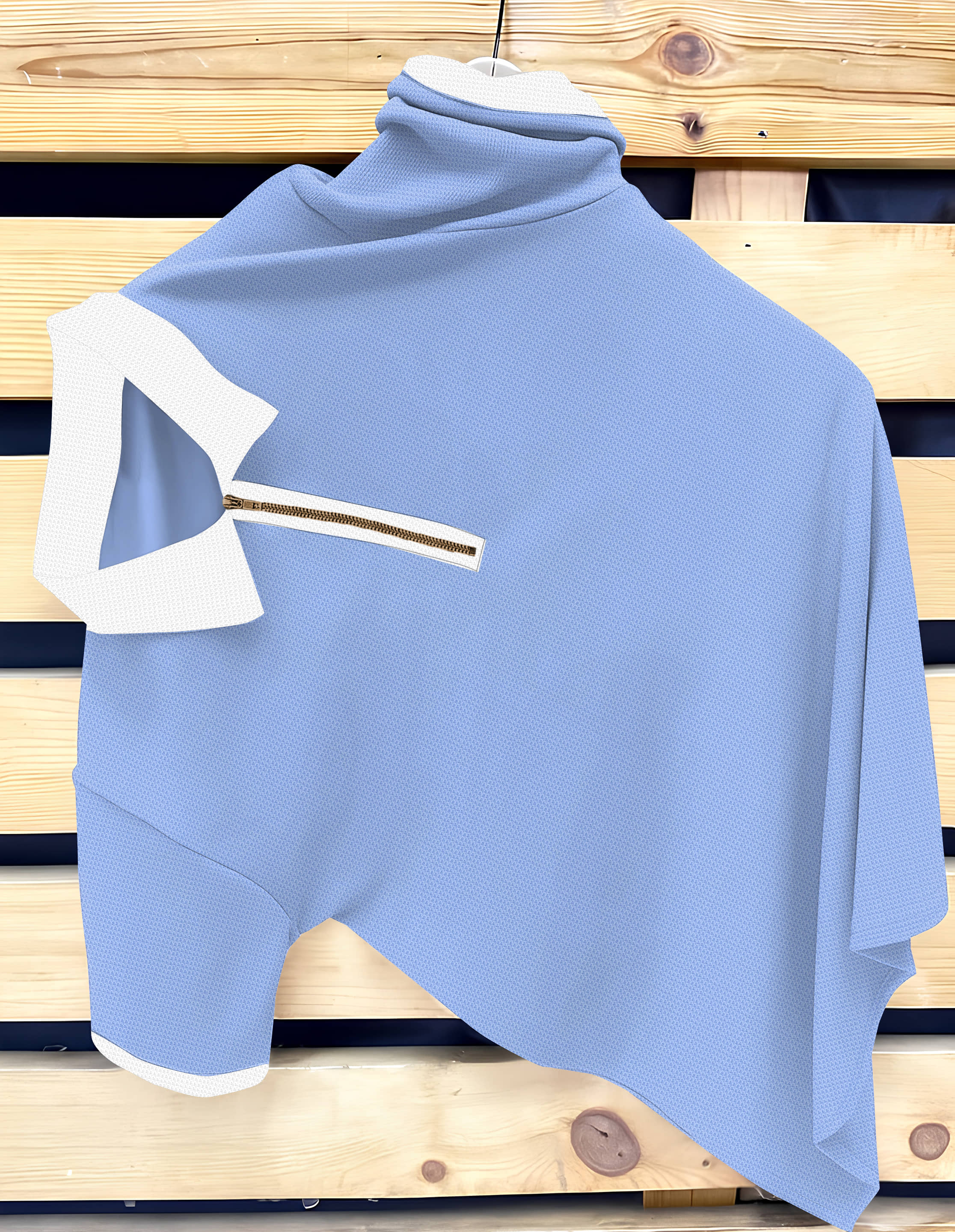 KAJARU Men Polyester Regular Fit Self Design Polo T Shirt ( Sky Blue )
