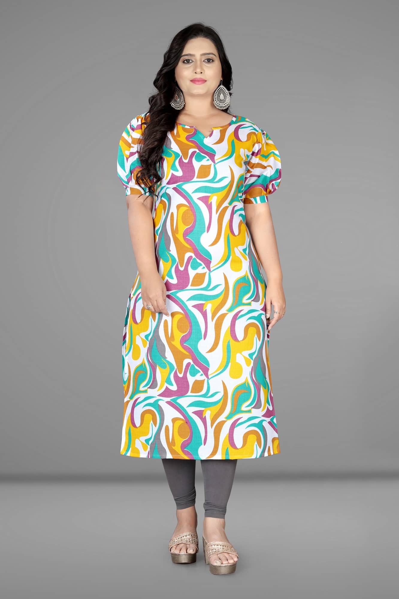 Lerkiza Women Cotton Printed Straight Kurti ( Multicoloured ) - Kurtis, Tunics | Buy online on ZillyBuy