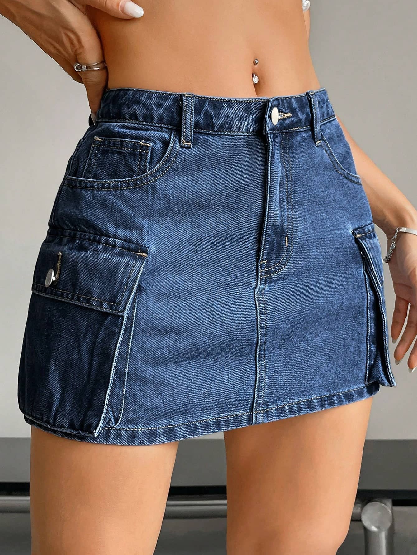 Shine n Show Blue Denim Women's A-Line Skirt ( Pack of 1 )