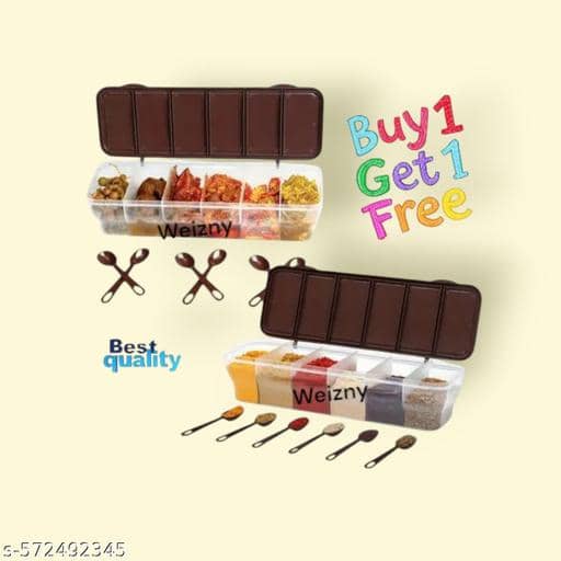 Weizny Plastic Brown Spice Container ( Set of 2 )