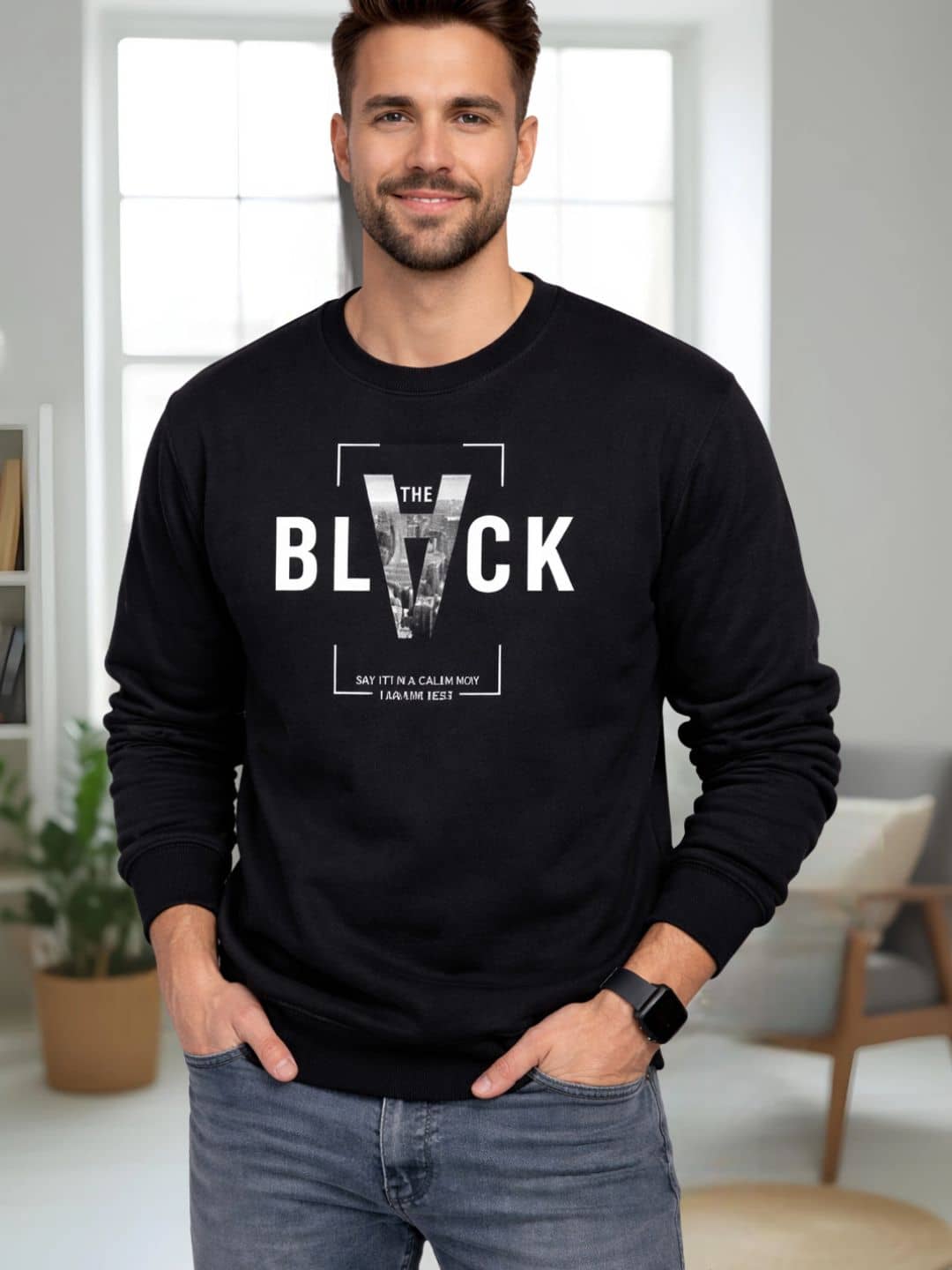 Garimaknitwear Fleece Round Neck Men's Sweatshirt - Black ( Pack of 1 )