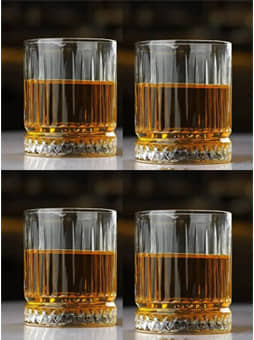 Somil Party Whisky Glasses Glass Embossed Whiskey Glasses 300 ml ( Pack of 4 ) Transparent