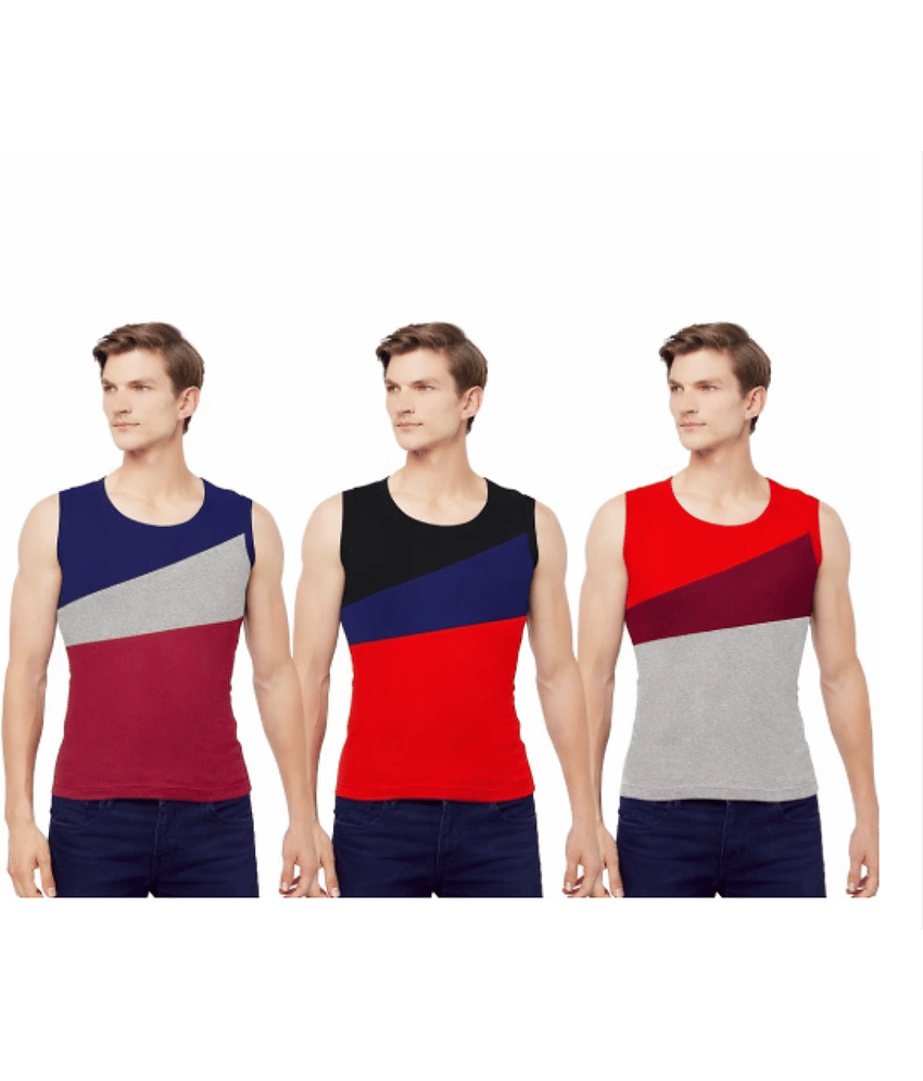 Drako Pack of 3 Cotton Basic Vest For Men ( Multicolor ) - Nightwear & Loungewear | Buy online on ZillyBuy