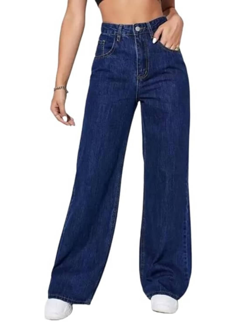 FSN Women's Straight Fit Mid-Rise Jeans ( Navy Blue ) - Jeans | Buy online on ZillyBuy