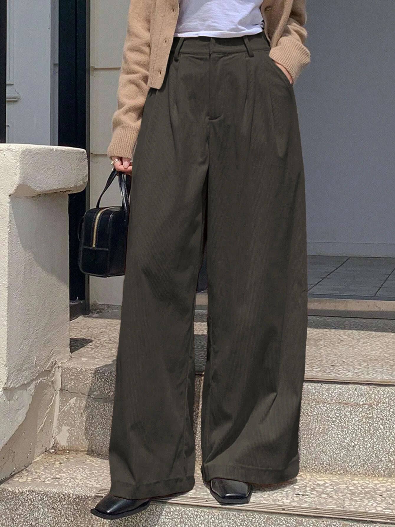 kotty Women Corduroy Korean Trousers ( Green ) - Trousers | Buy online on ZillyBuy