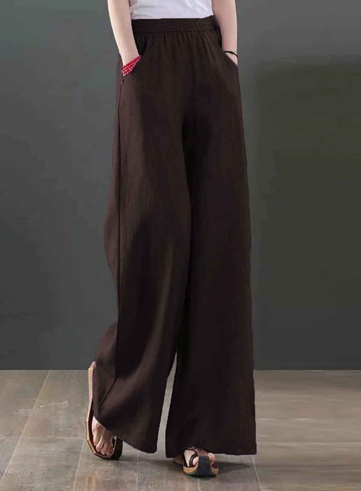 kotty Women Cotton Blend Casual Trousers ( Brown ) - Trousers | Buy online on ZillyBuy