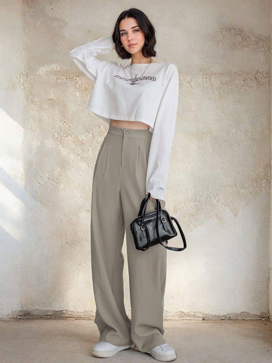 kotty Women Rayon Blend Korean Trousers ( Grey ) - Trousers | Buy online on ZillyBuy