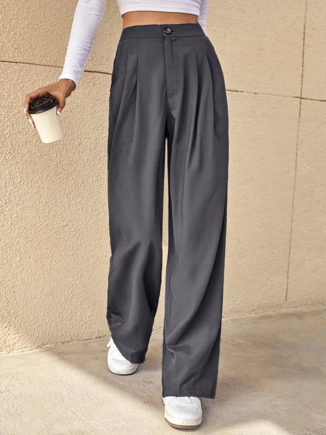 kotty Women Rayon Blend Korean Trousers ( Grey ) - Trousers | Buy online on ZillyBuy