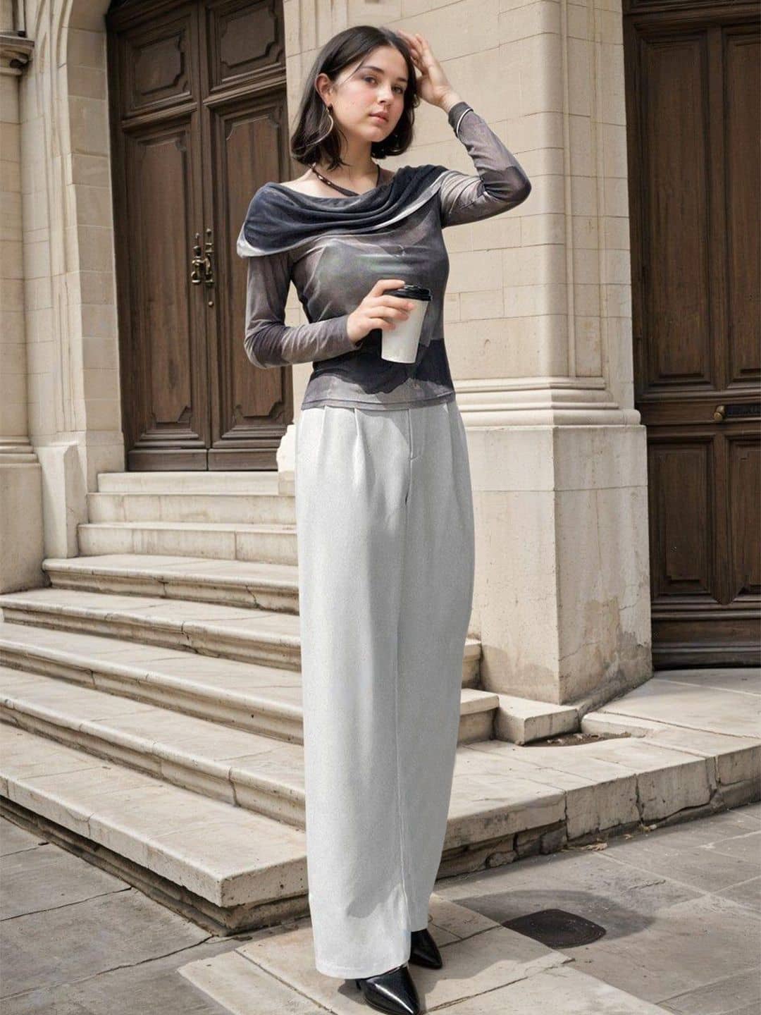 kotty Women Rayon Blend Korean Trousers ( White ) - Trousers | Buy online on ZillyBuy