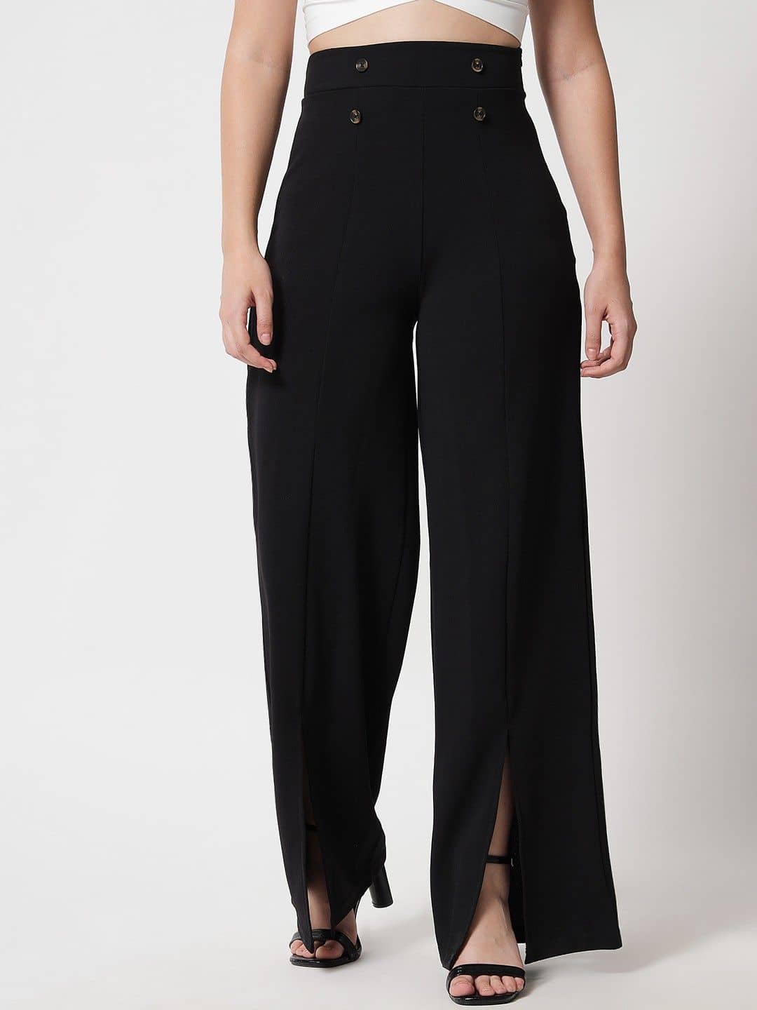 kotty Women Rayon Blend Casual Trousers ( Black ) - Trousers | Buy online on ZillyBuy