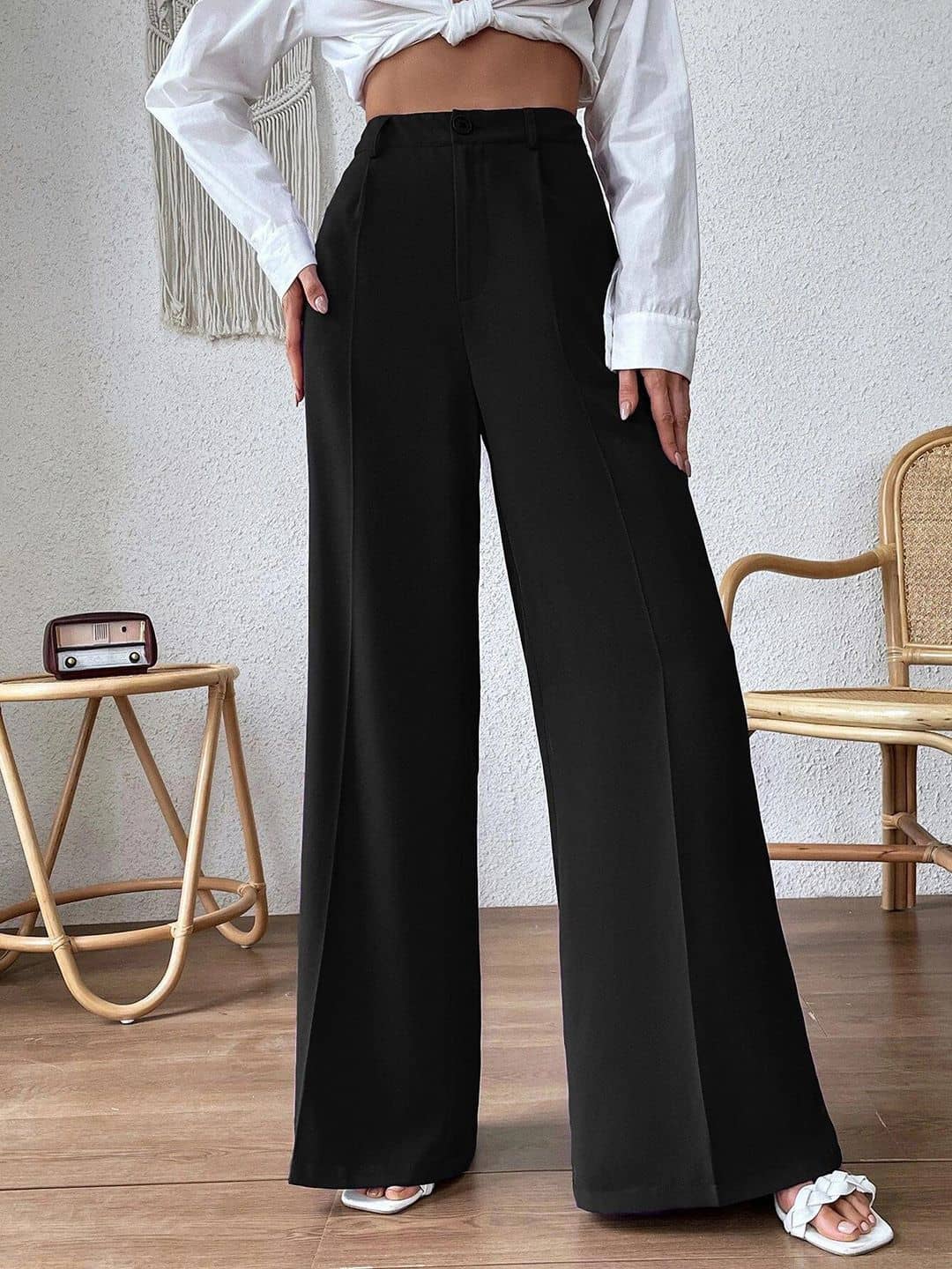 kotty Women Rayon Blend Casual Trousers ( Black ) - Trousers | Buy online on ZillyBuy