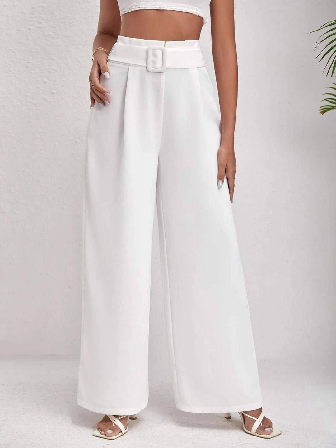 kotty Women Rayon Blend Korean Trousers ( White ) - Trousers | Buy online on ZillyBuy