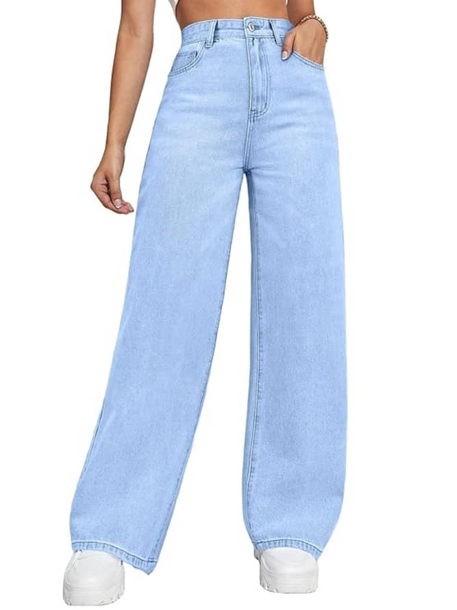 FSN Women's Straight Fit Mid-Rise Jeans ( Light Blue ) - Jeans | Buy online on ZillyBuy