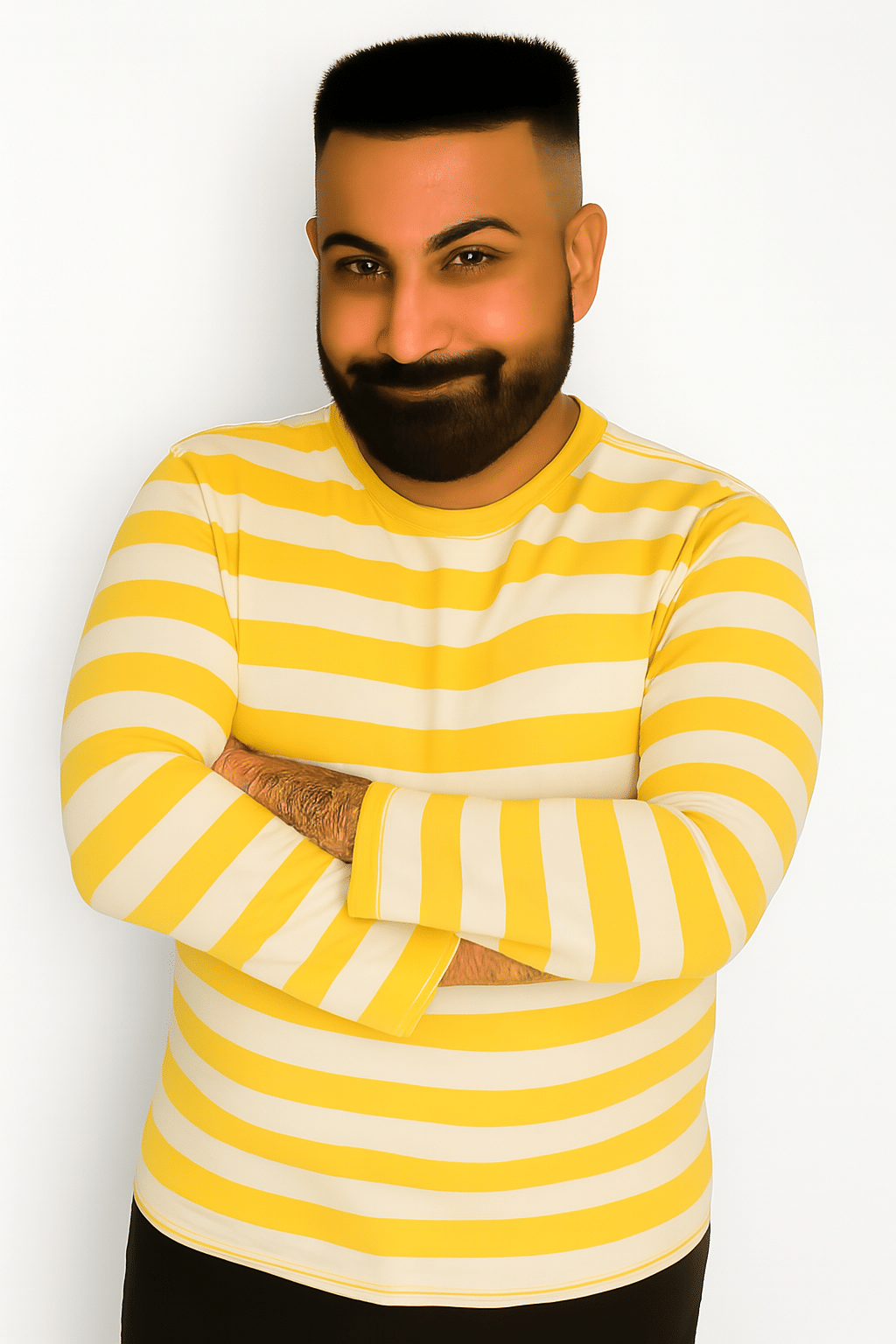 VEE SAA Men Cotton Regular Fit Striped T-Shirt ( Yellow )