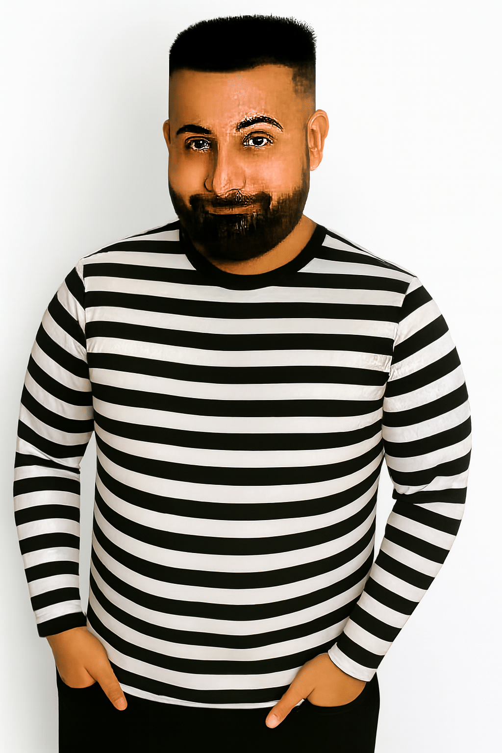 VEE SAA Men Cotton Regular Fit Striped T-Shirt ( Black )