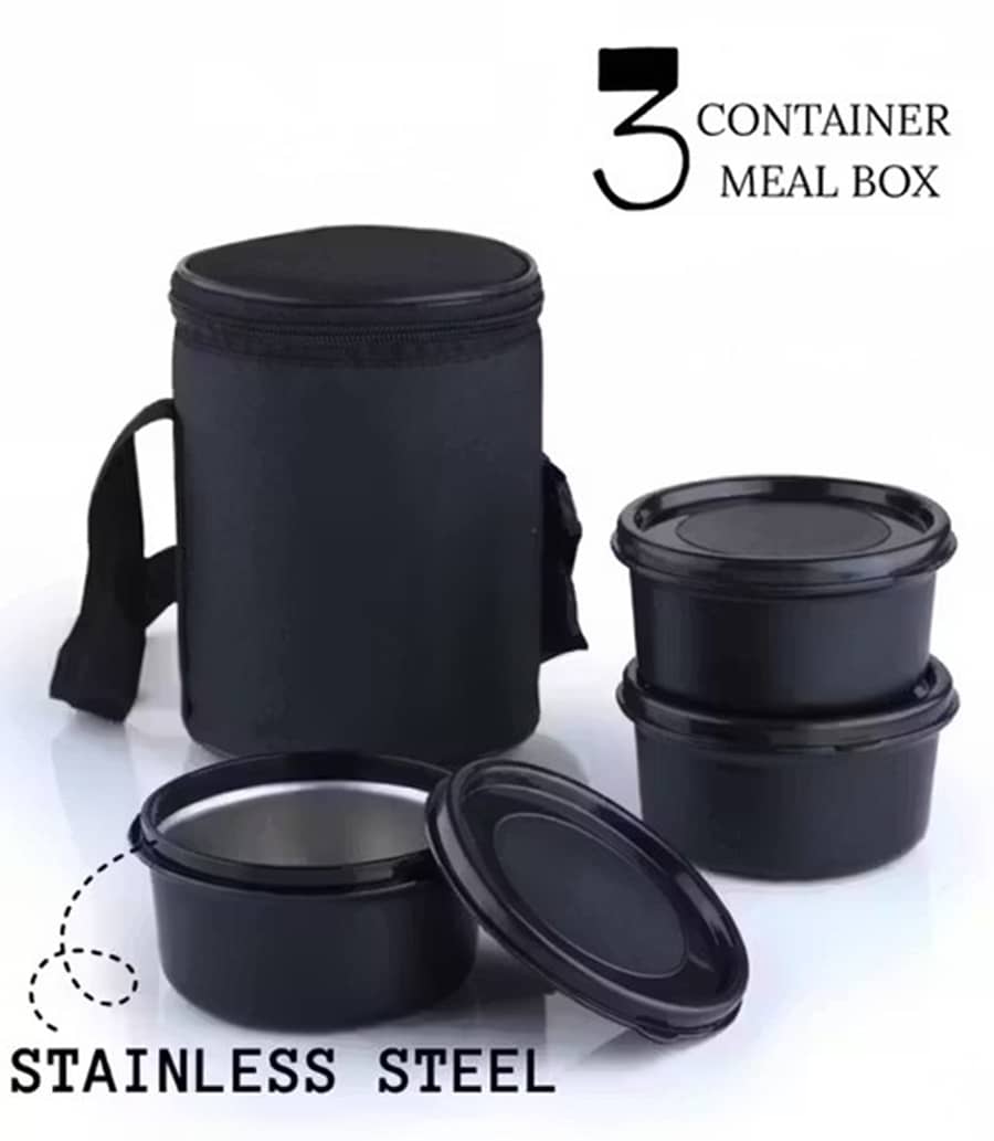 analog kichenware Adult/School/Office Stainless Steel Lunch Box 3 - Container ( Pack of 1 )