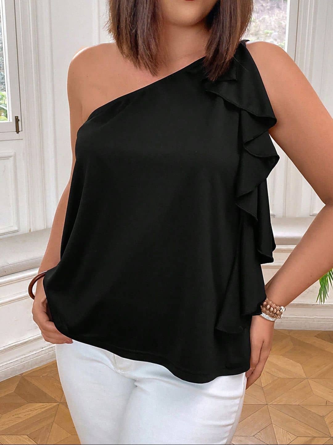 kotty Women's Crepe Regular Top ( Black )