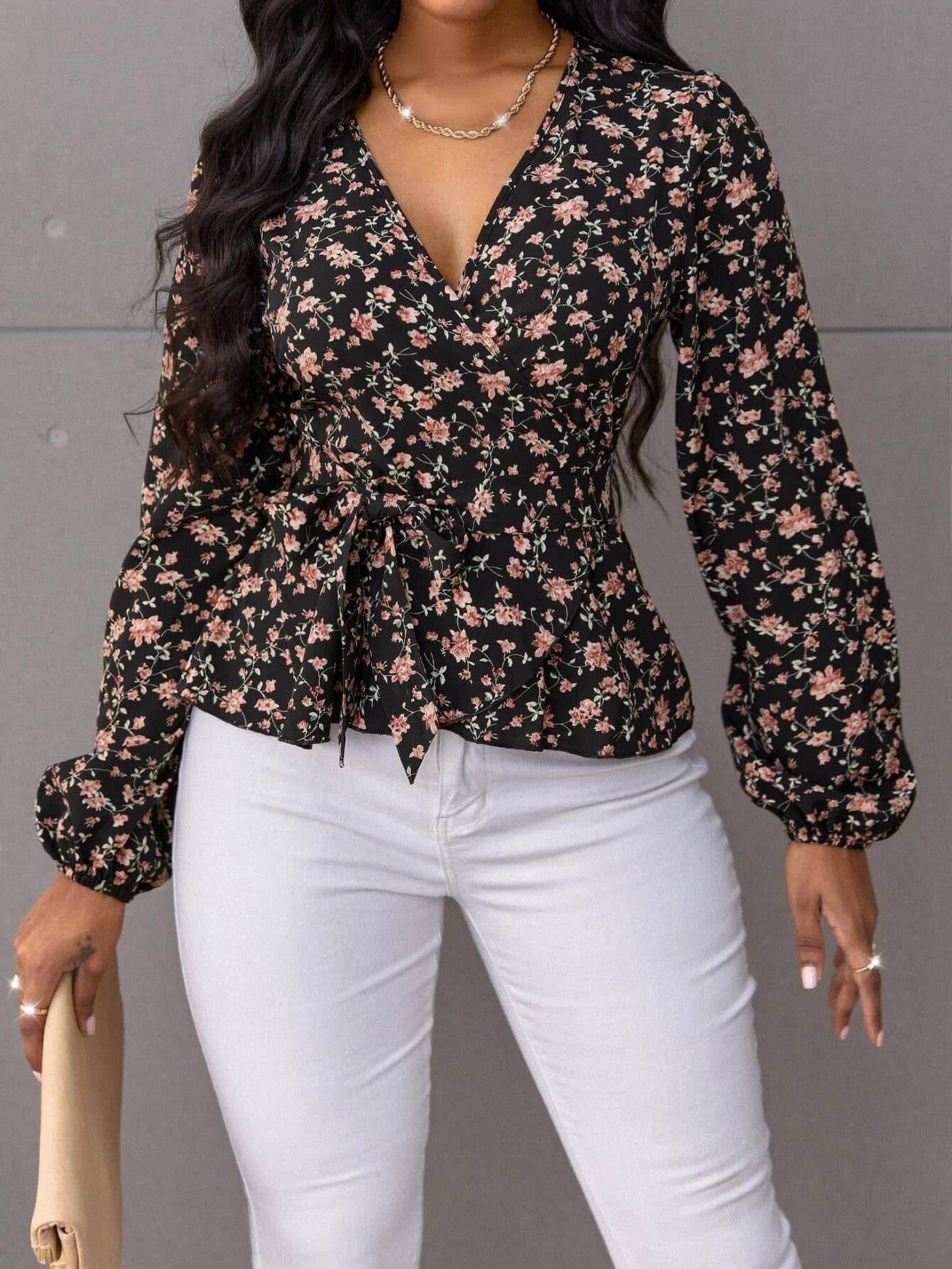kotty Women's Polyester Peplum Top ( Black )