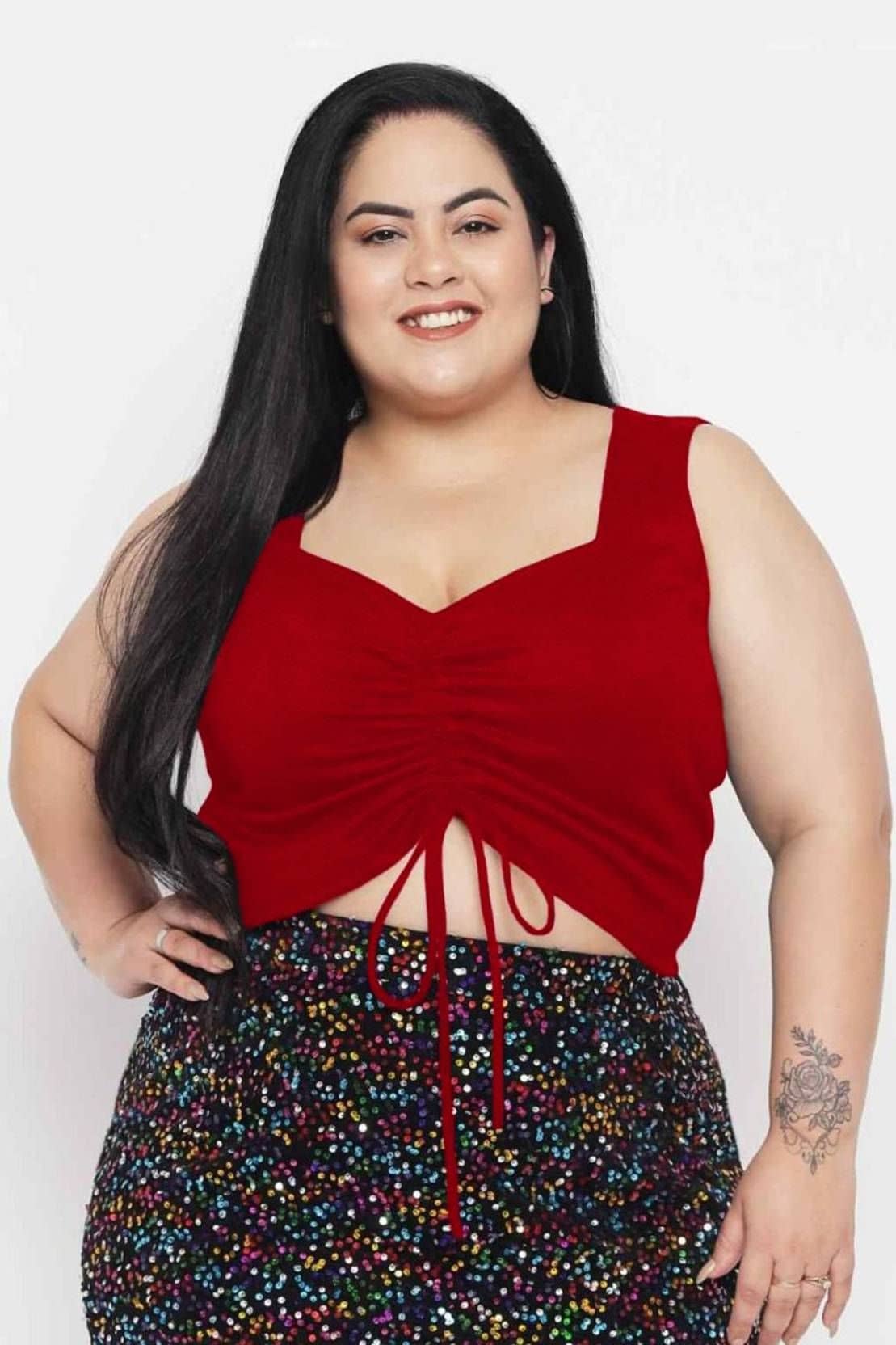 kotty Women's Viscose Crop Top ( Red )