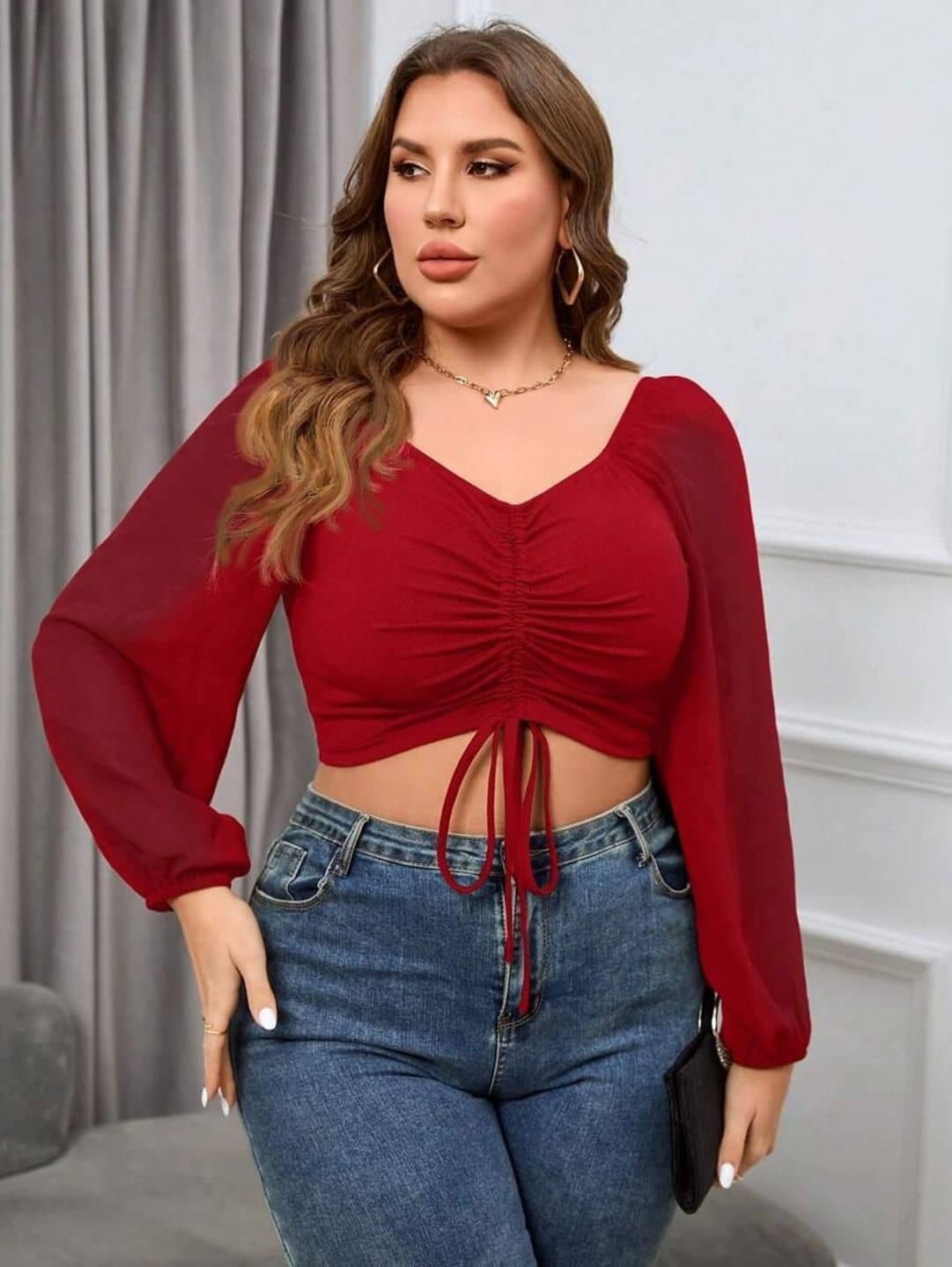 kotty Women's Viscose Crop Top ( Red )
