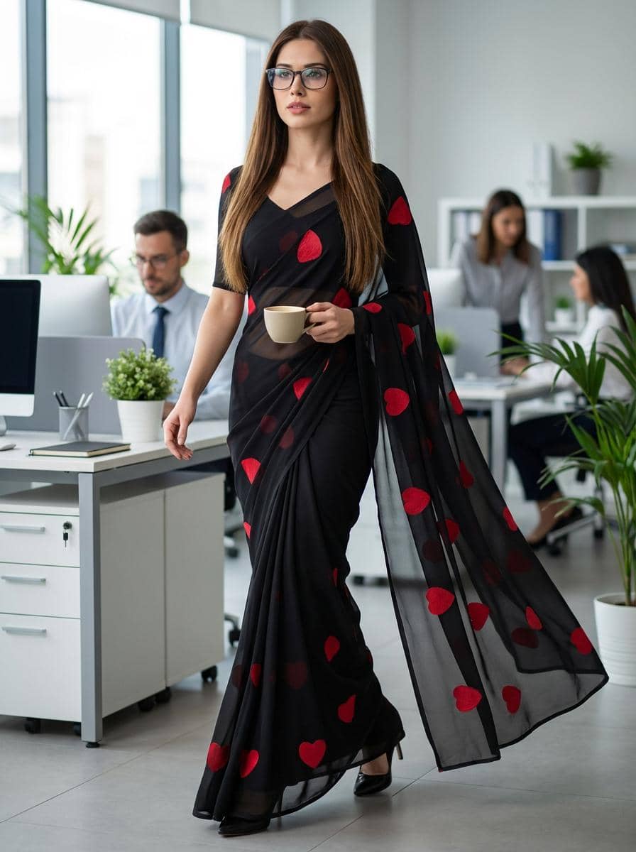 ANAND SAREES Georgette Printed Kasavu Saree With Unstitched Blouse Piece ( WHITE ) - Sarees | Buy online on ZillyBuy