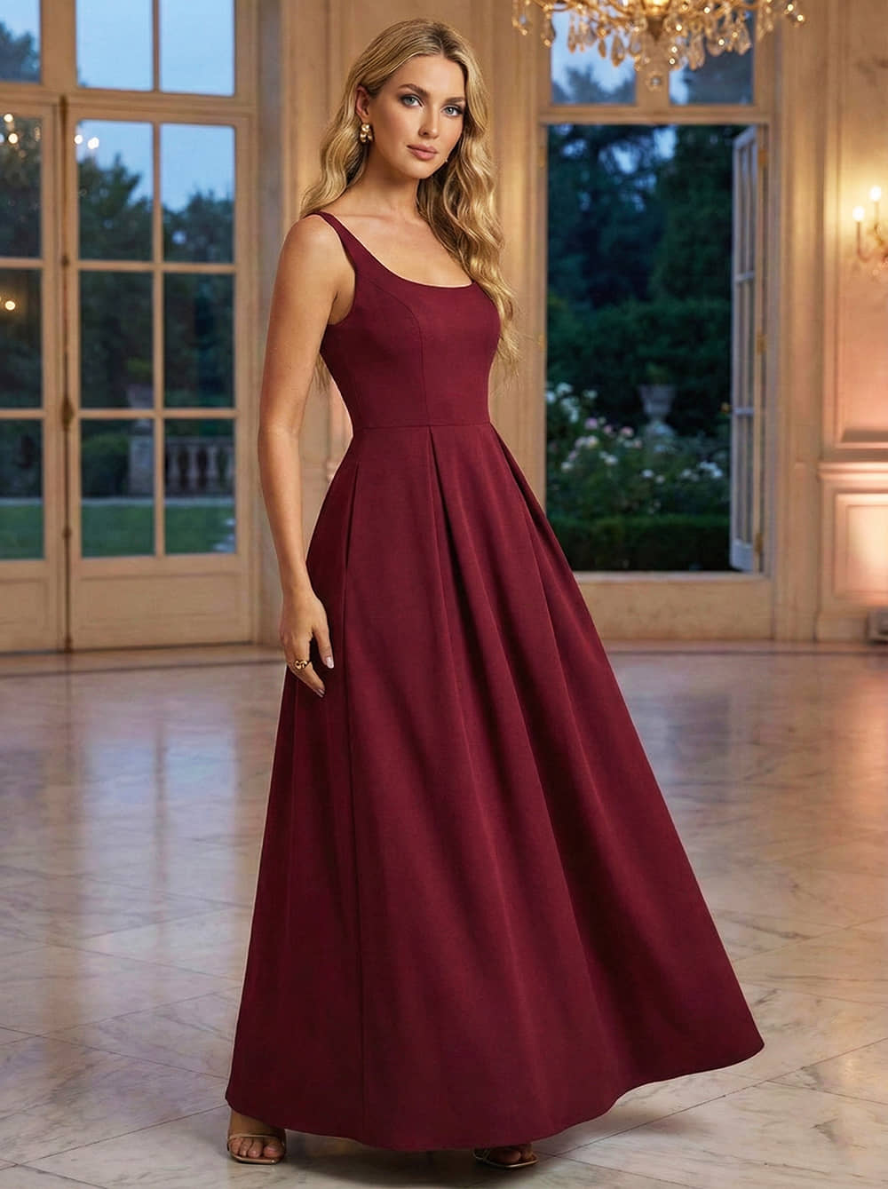 VIOUR Women Polyester Solid Fit & Flare Dress ( Wine )