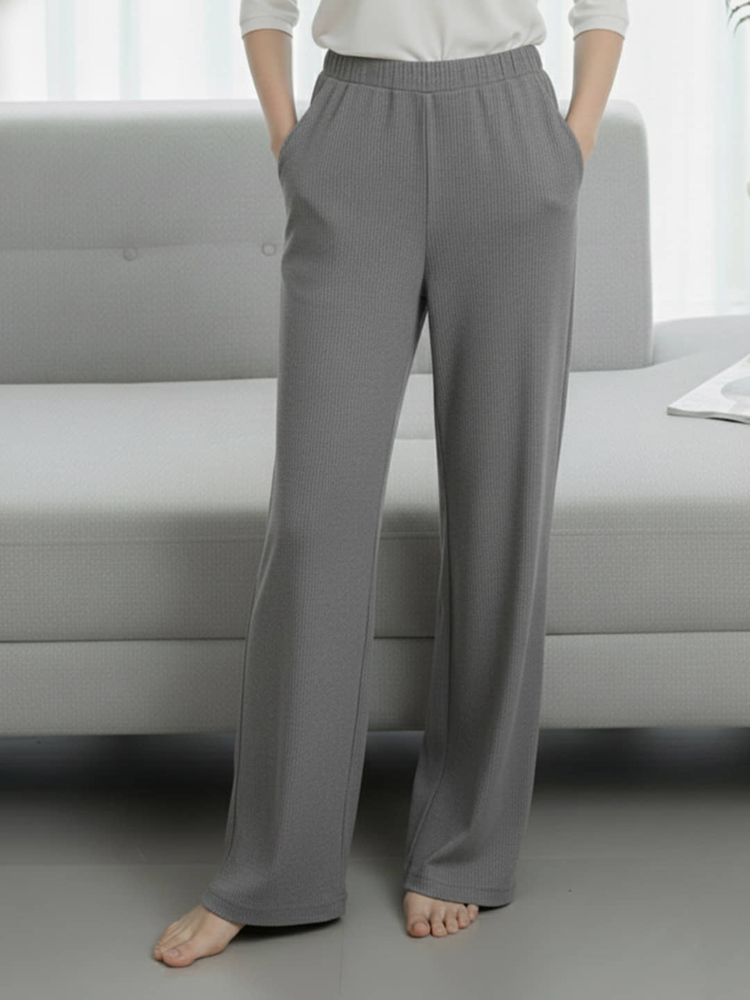 DE TRENDZ Women Cotton Blend Casual Trousers ( Grey ) - Trousers | Buy online on ZillyBuy